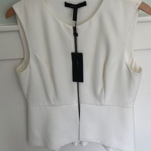 BCBG Max Azria Cream Zipper Vest Jacket Large